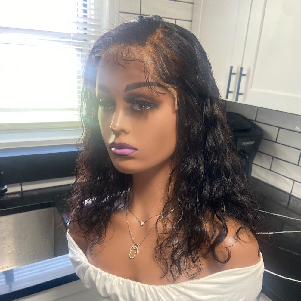 Human hair lace front wig - 16” in length: Mongolian deep curly